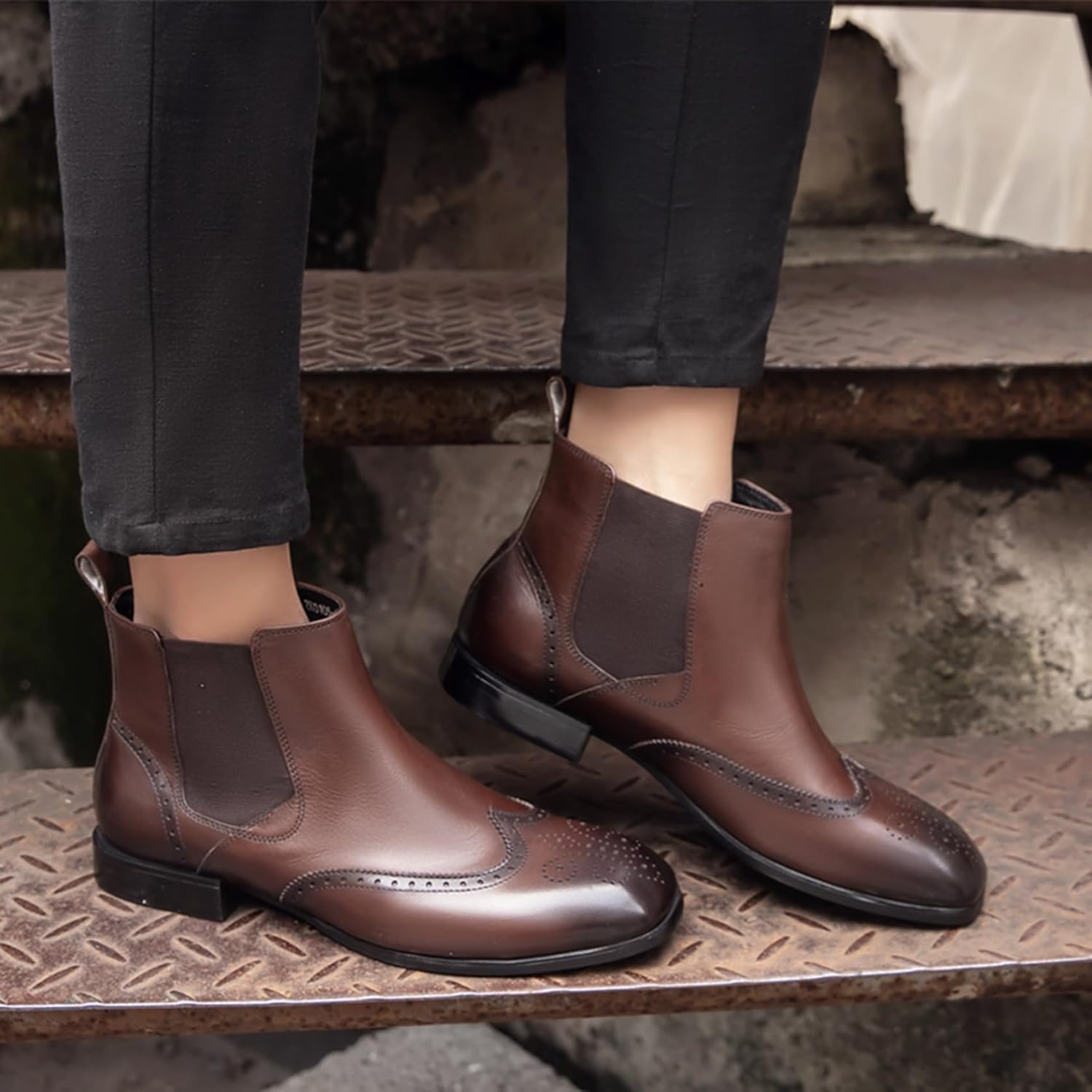 Retro men's warm mid-heel martin boots men's shoes