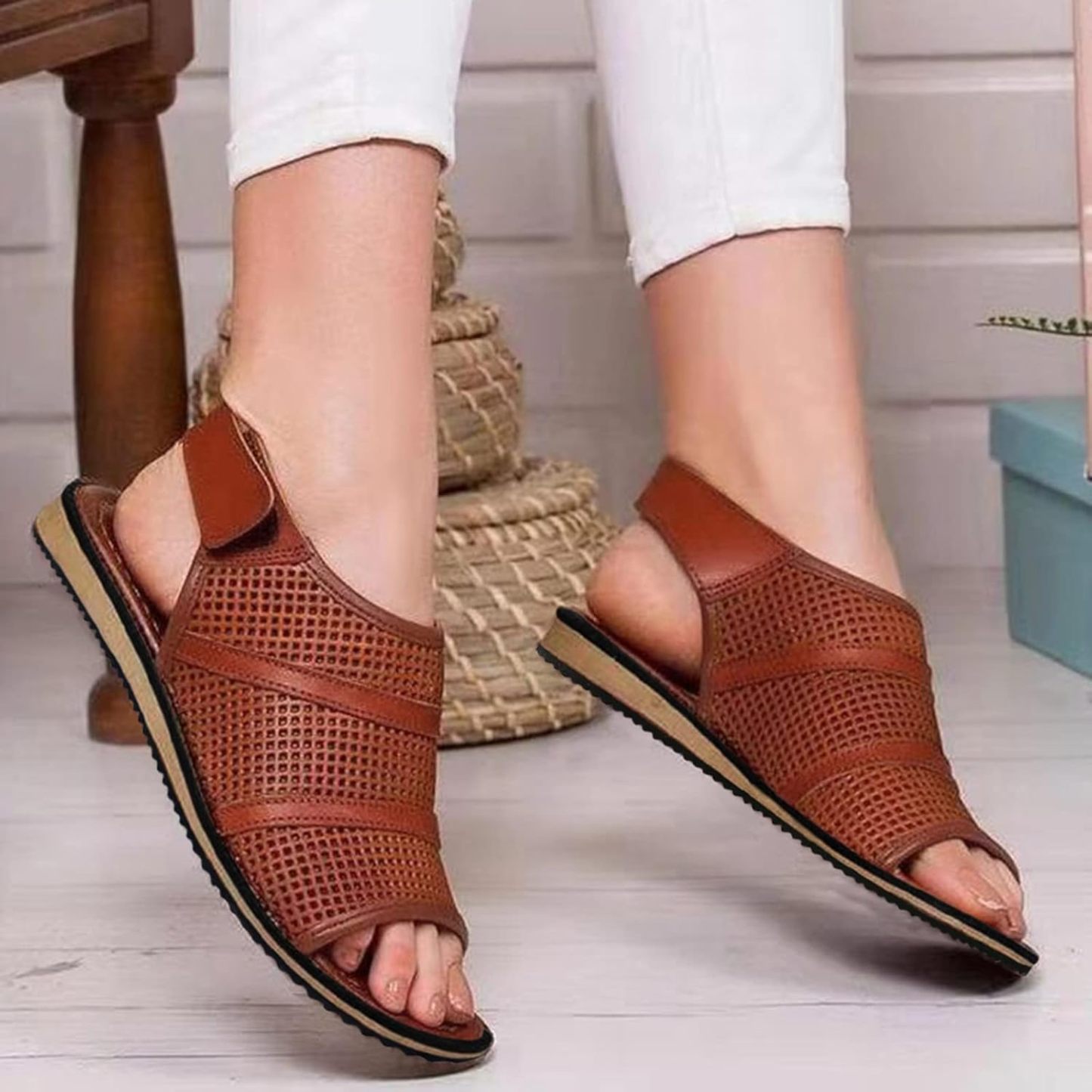 Summer Sandals for Women 2023 Flat, Beach Casual Breathable Slides Non Slip Retro Plus Size Boho Roman Open Toe Comfy Thong