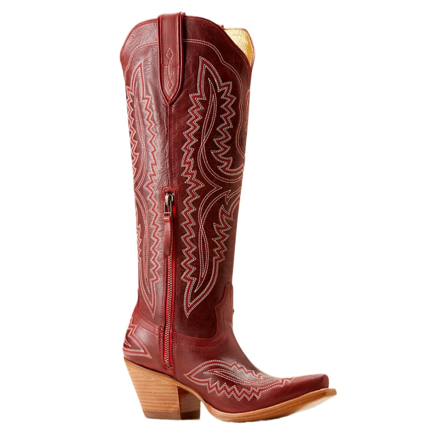 Pointed toe thick heel high-top large size western cowboy boots
