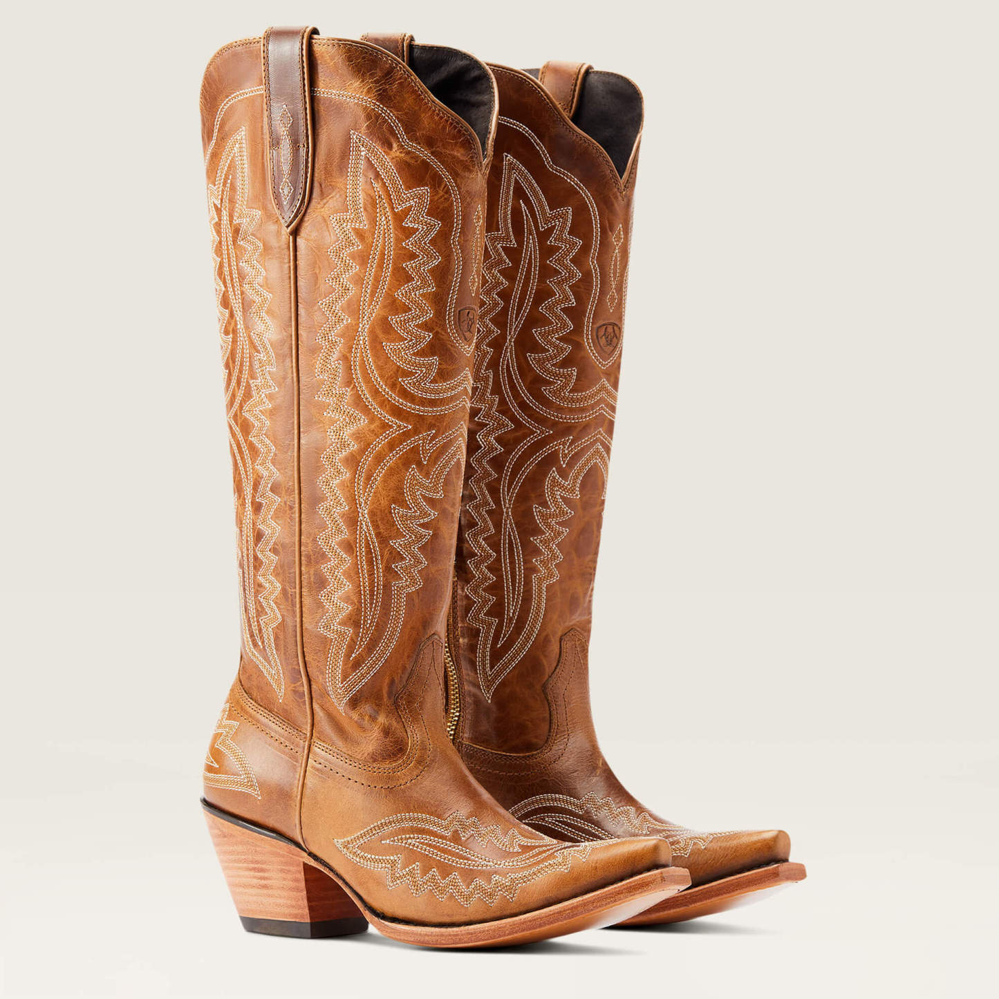 Pointed toe thick heel high-top large size western cowboy boots
