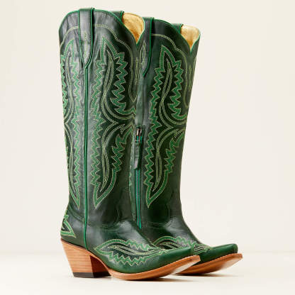 European and American pointed toe thick heel high-top large size western cowboy boots