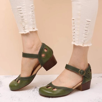 Milair Cross-Border Foreign Trade New 2019 Summer Thick Heel Color-Blocking Princess Women'S Casual Single Sandals Large-Size Women'S Shoes