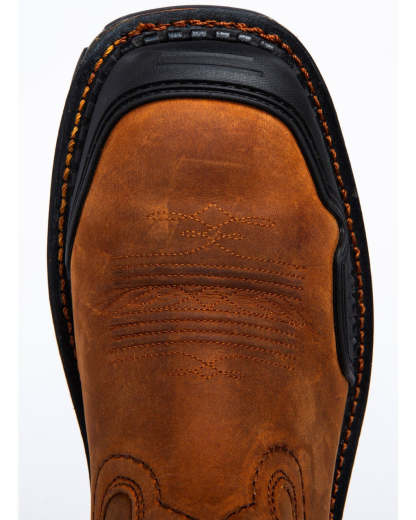 Wildking Men's Vintage Hand Embroidered Skull Square Toe Leather Boots