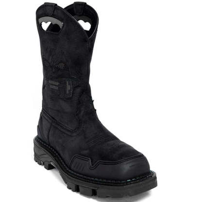 Wildking Men's Vintage Hand Embroidered Skull Square Toe Leather Boots