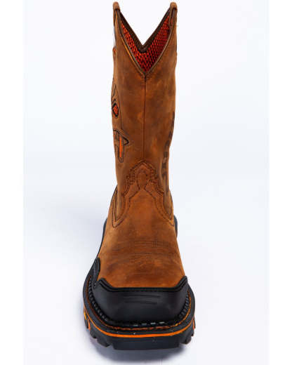 Wildking Men's Vintage Hand Embroidered Skull Square Toe Leather Boots