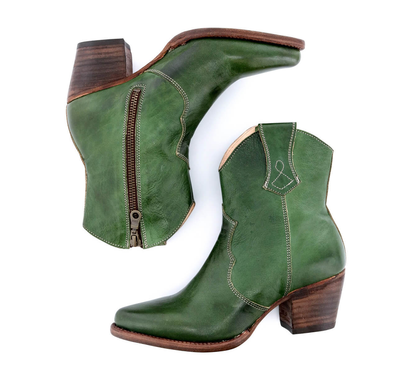 Leather boots side zipper knight boots thick high heel women's shoes