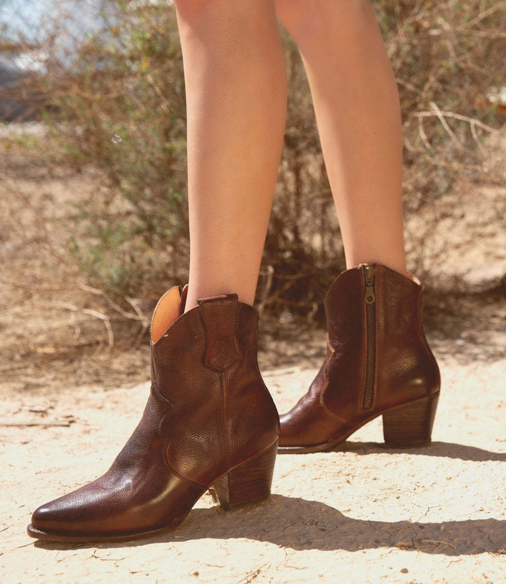 Leather boots side zipper knight boots thick high heel women's shoes