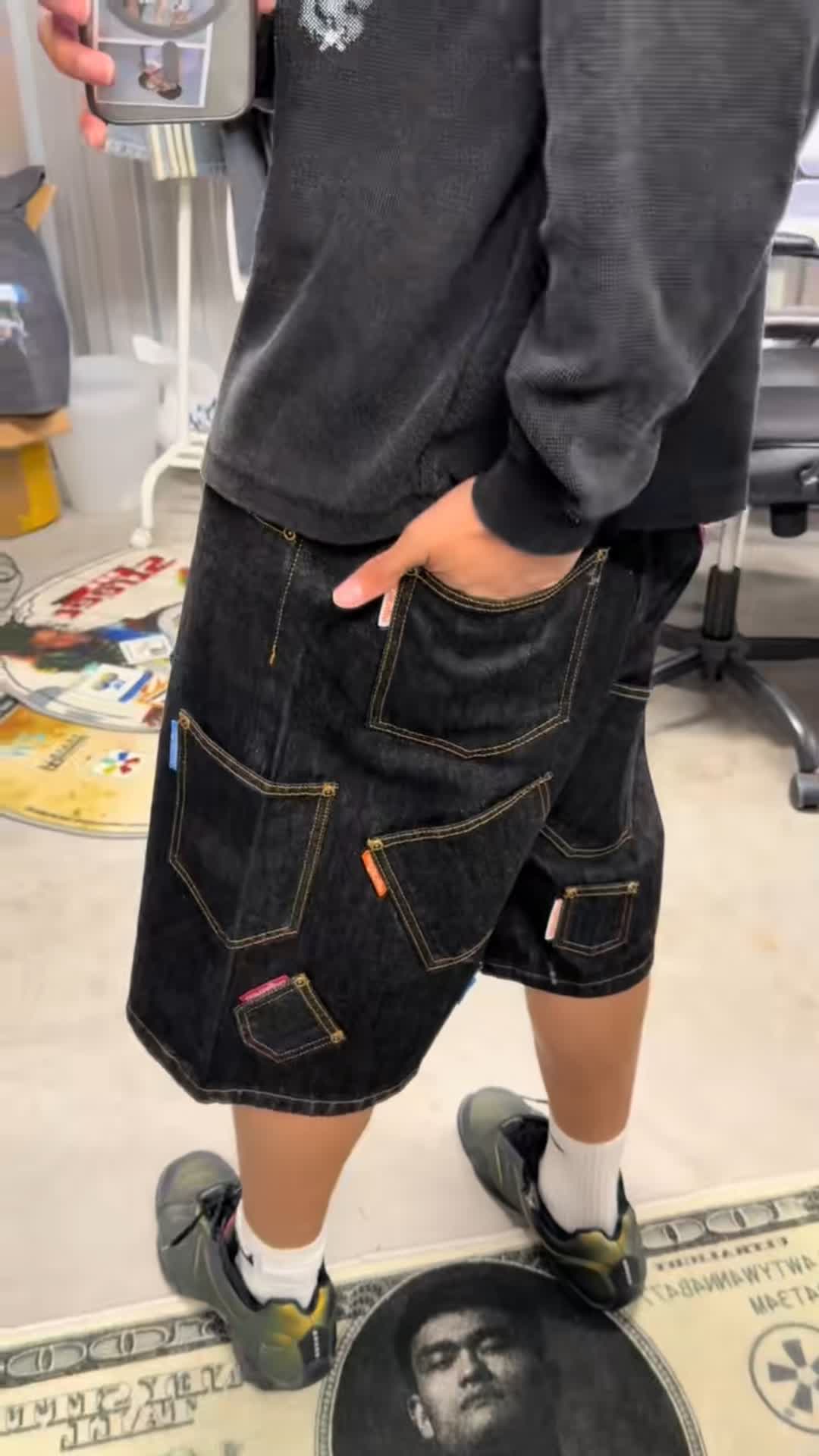 Multi-Pocket Denim Shorts