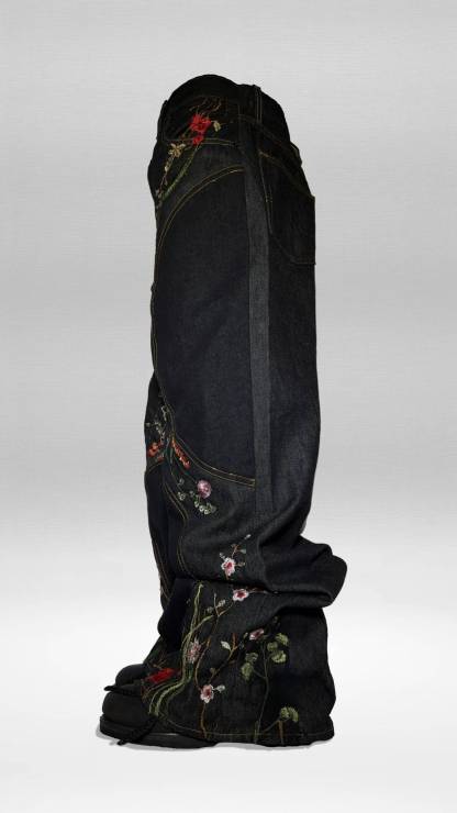 "FLORAL" BAGGY DENIM