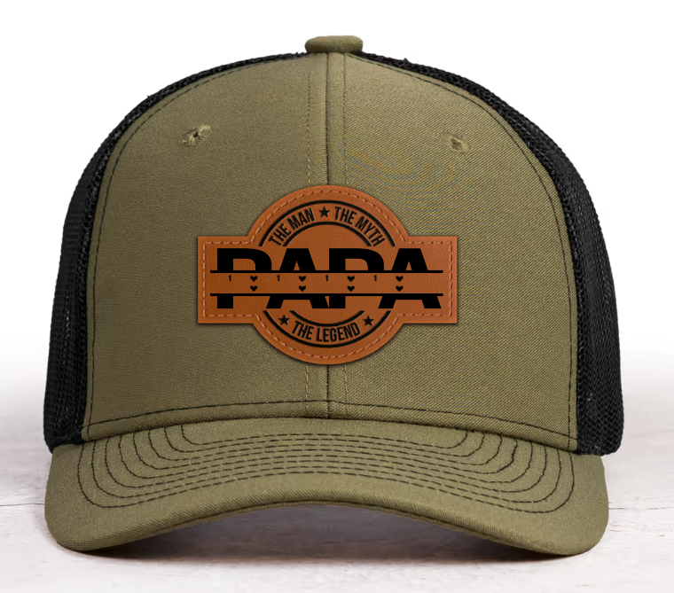 Dad, The Man, The Myth, The Legend - Personalized Leather Patch Hat