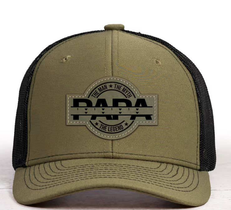 Dad, The Man, The Myth, The Legend - Personalized Leather Patch Hat
