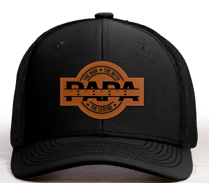 Dad, The Man, The Myth, The Legend - Personalized Leather Patch Hat
