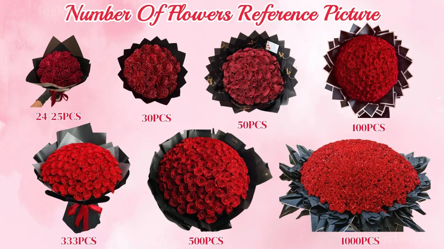 Glitter Rose Bouquet Couple Glitter Everlasting Rose Bouquet (Never Wither)