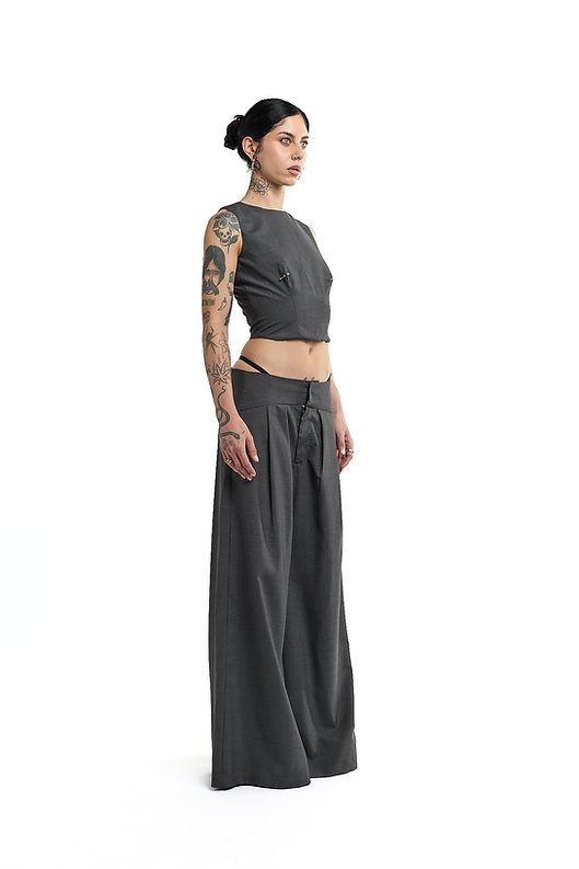 VEIN WOOL TROUSERS