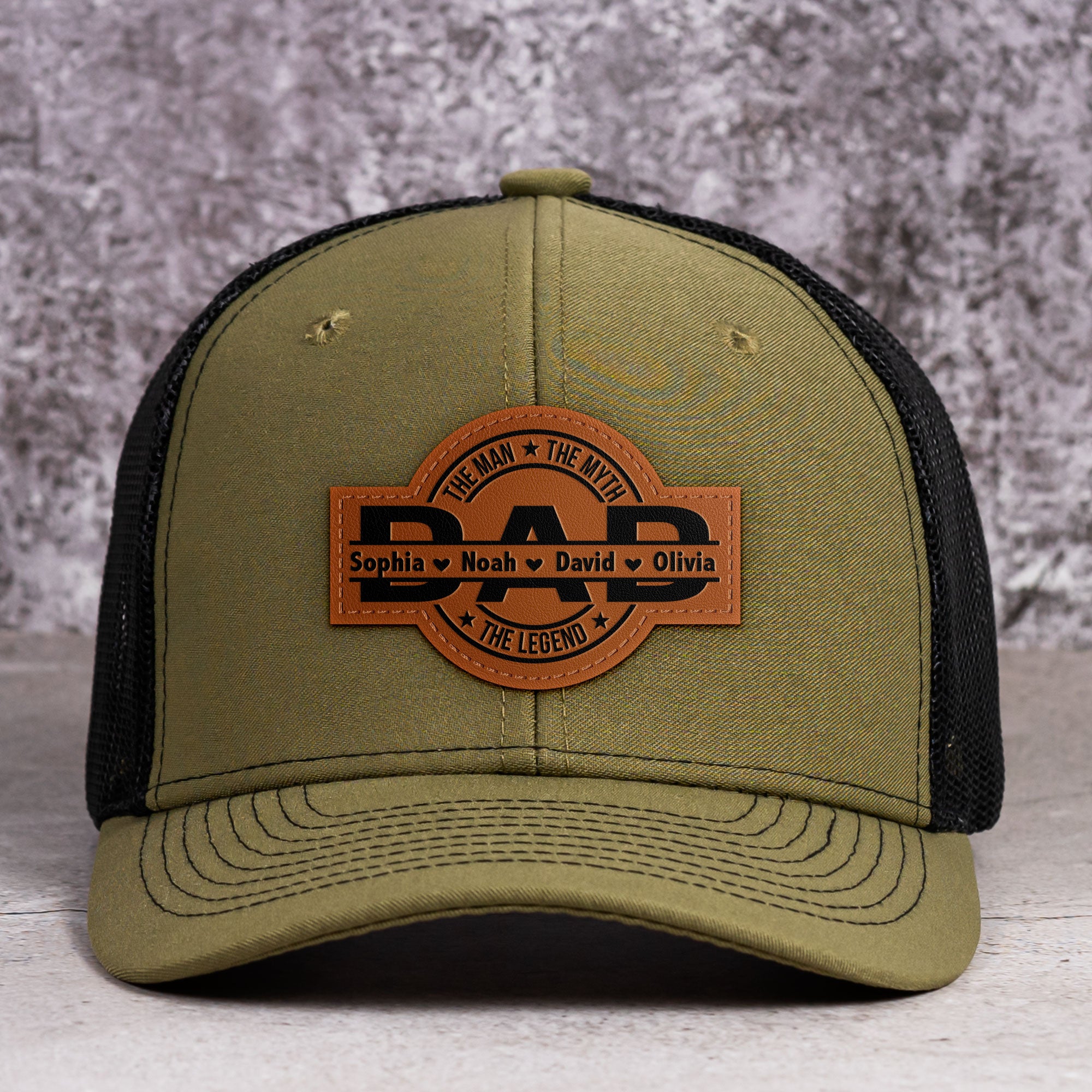 Dad, The Man, The Myth, The Legend - Personalized Leather Patch Hat