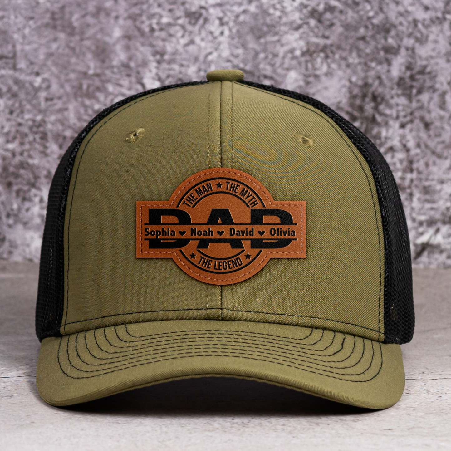 Dad, The Man, The Myth, The Legend - Personalized Leather Patch Hat