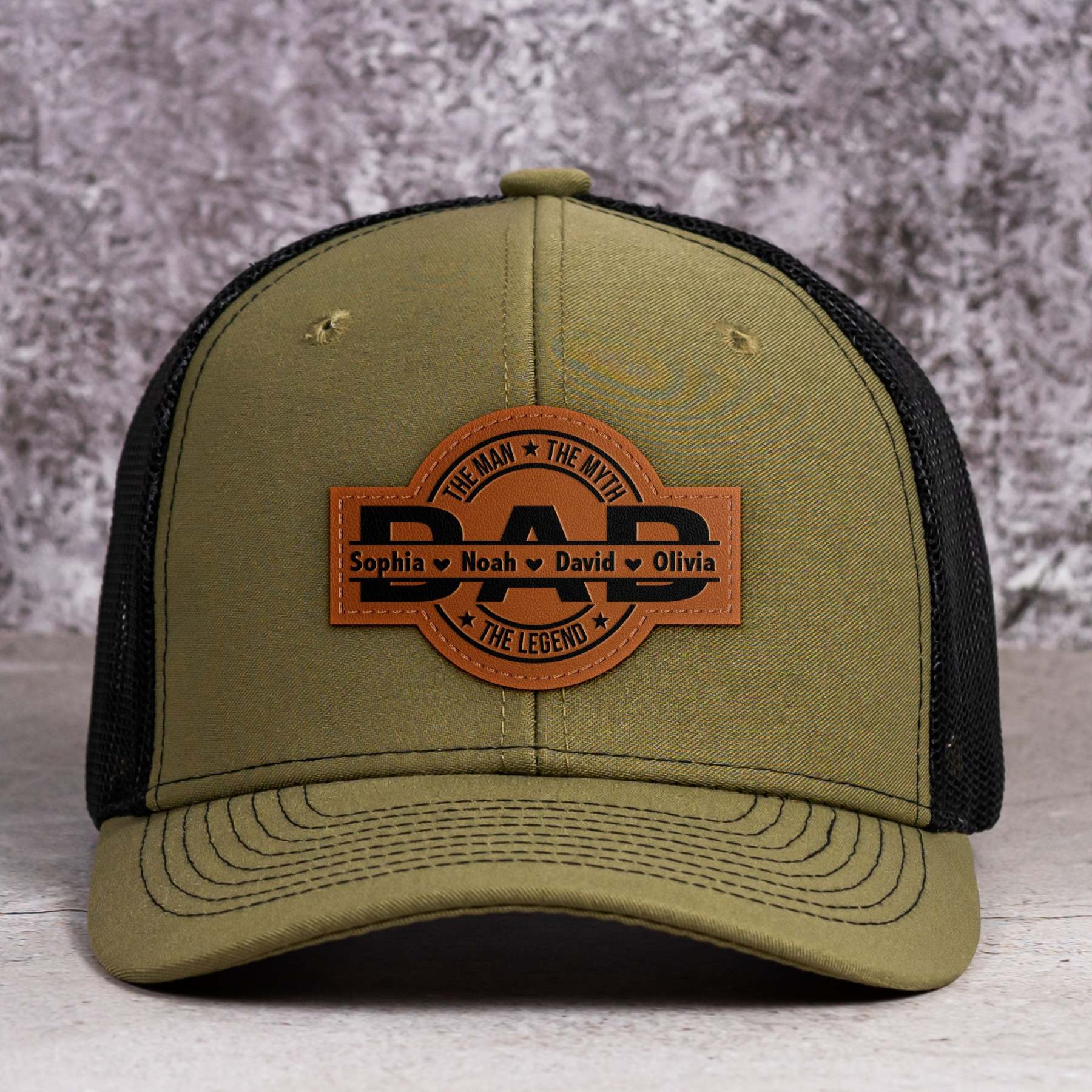 Dad, The Man, The Myth, The Legend - Personalized Leather Patch Hat