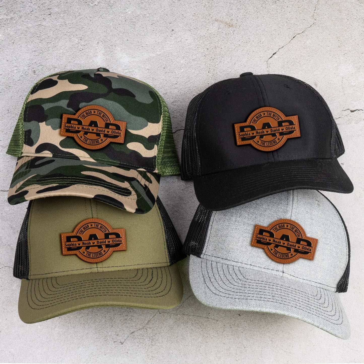 Dad, The Man, The Myth, The Legend - Personalized Leather Patch Hat