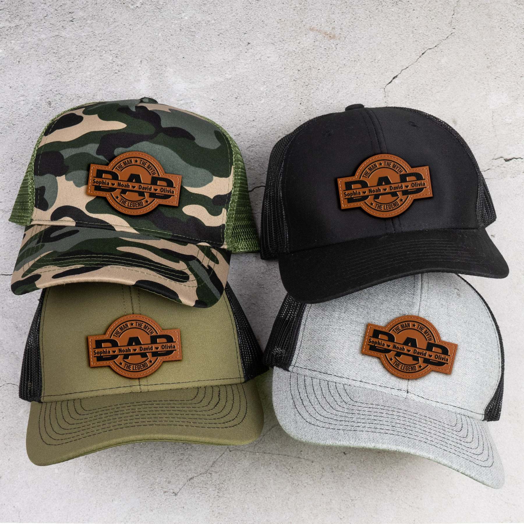 Dad, The Man, The Myth, The Legend - Personalized Leather Patch Hat