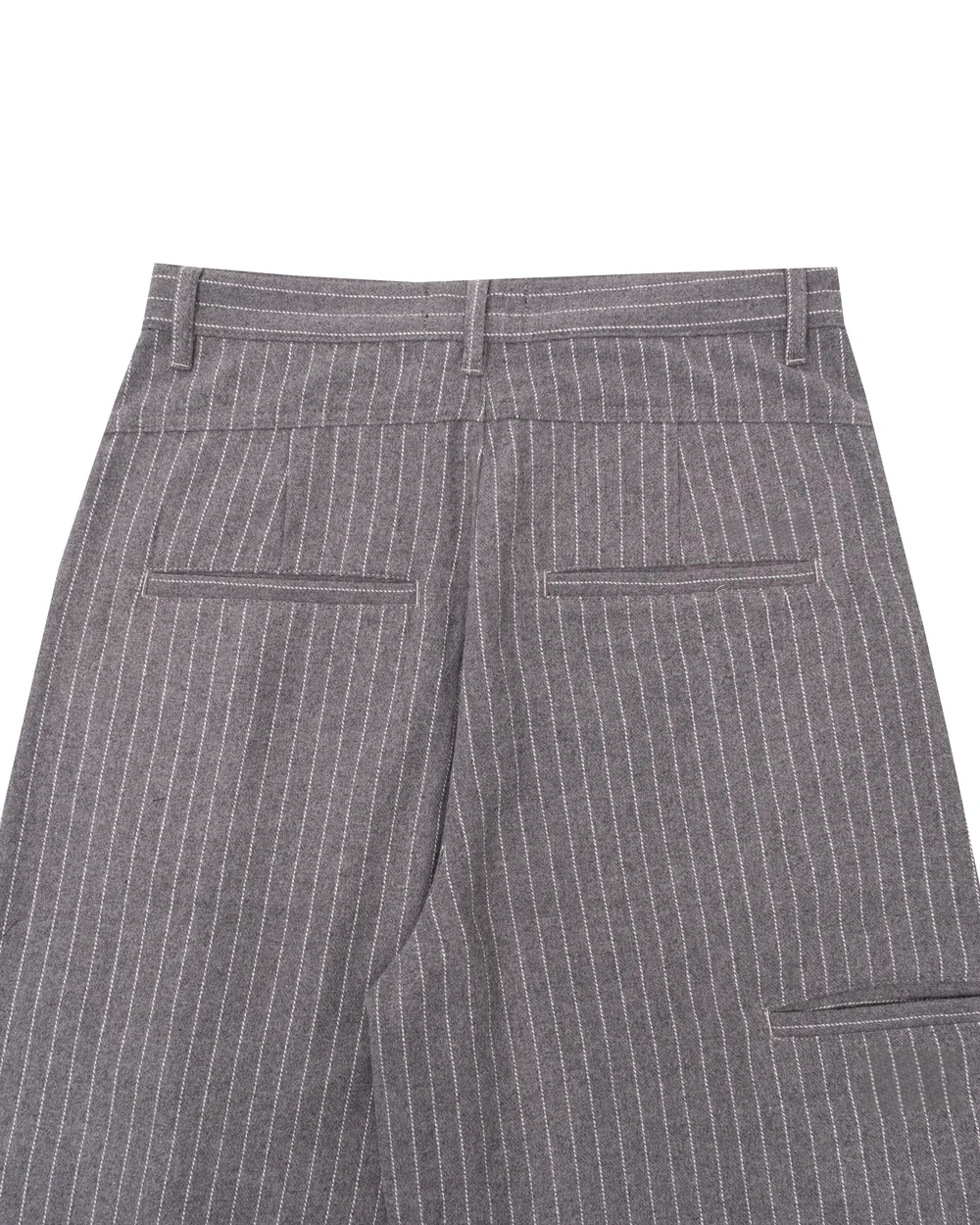 Pinstripe Wide-Leg Pleated Pants