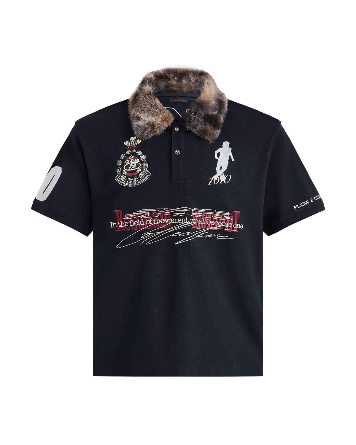 Detachable Fur Collar Retro Soccer Polo