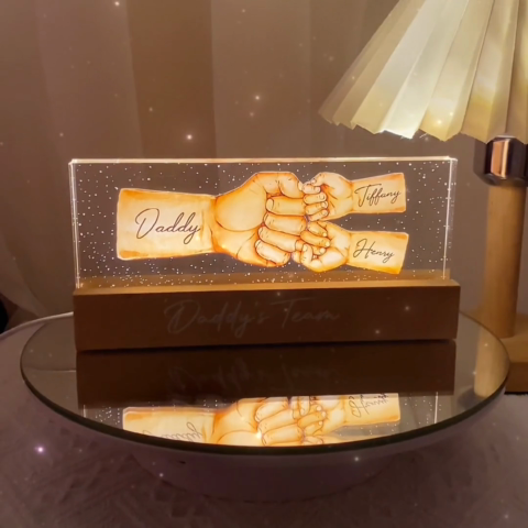 Personalized LED Night Light, Daddy's Team Fist Bump