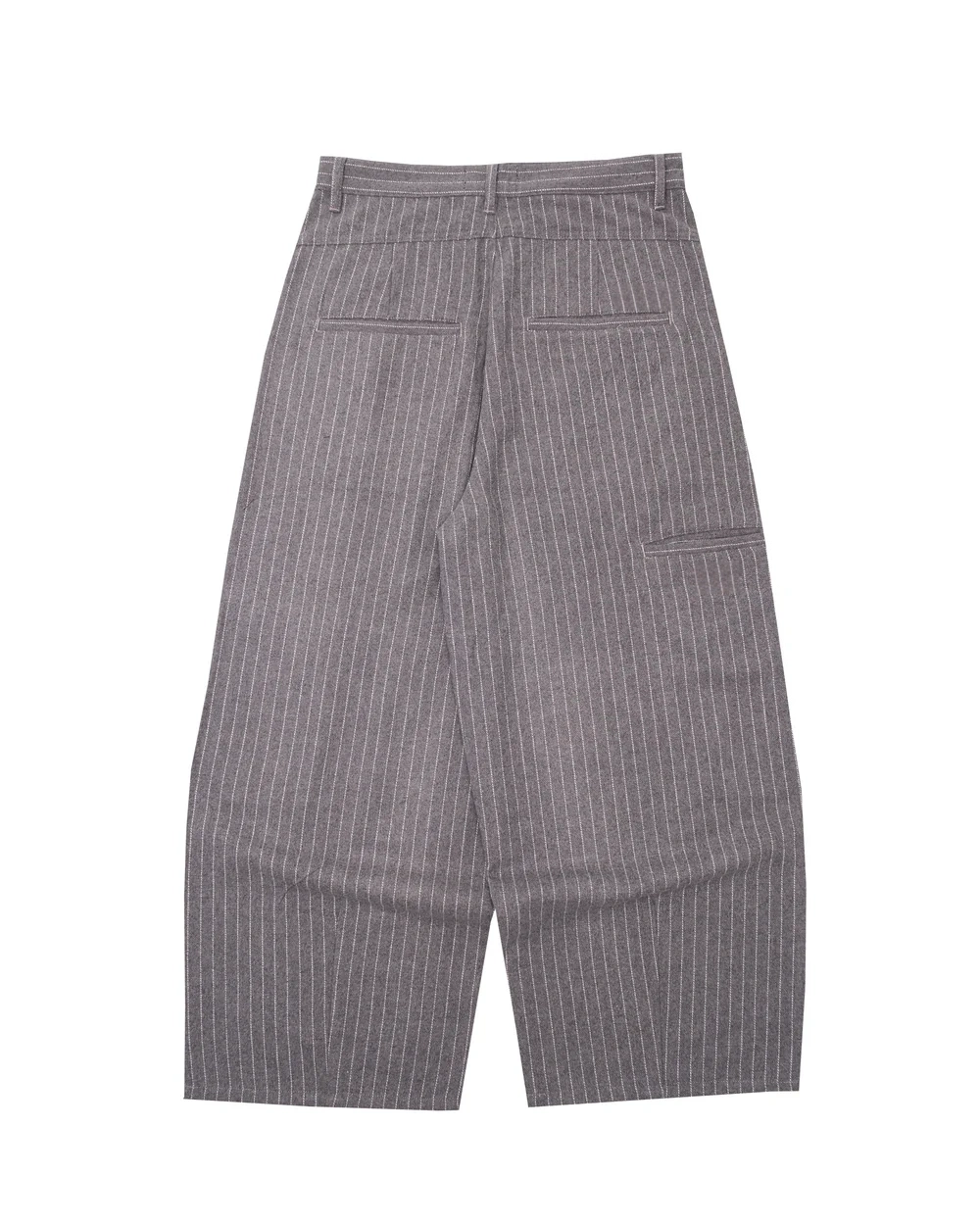 Pinstripe Wide-Leg Pleated Pants