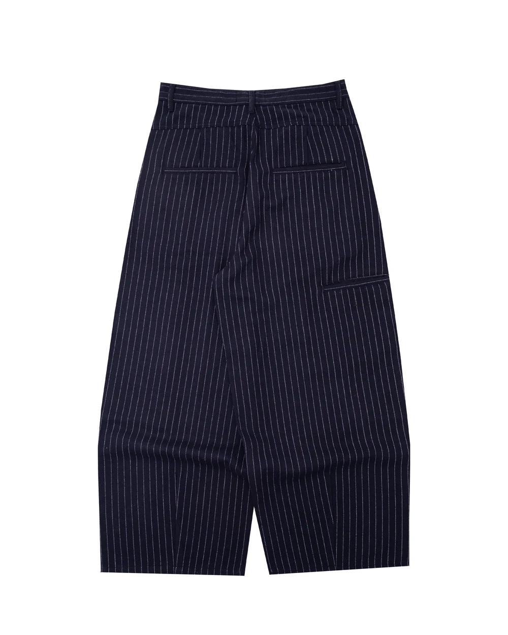 Pinstripe Wide-Leg Pleated Pants