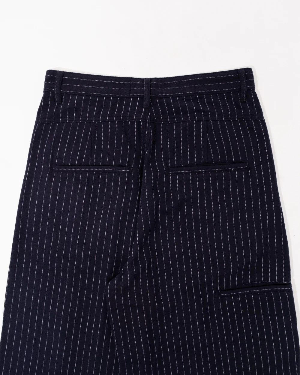 Pinstripe Wide-Leg Pleated Pants