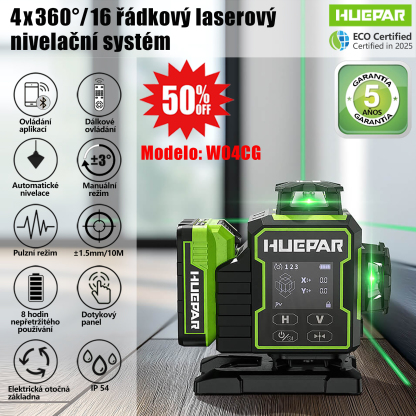 CZ_4x360°/16řádkový panoramatický skenovací vysoce přesný zelený laserový nivelační přístroj s přesností ±1,5 mm/10 m.