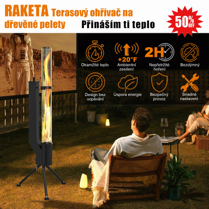 CZ_Raketový ohřívač na dřevěné pelety na zahradu