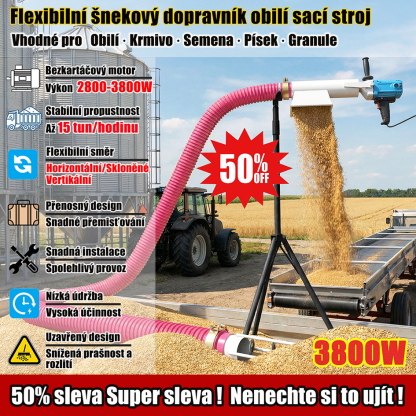 CZ_Přenosný elektrický šnekový dopravník, vhodný pro obilí, pšenici, kukuřici, písek a další granulované materiály; sací dopravník na obilí, dopravník materiálu
