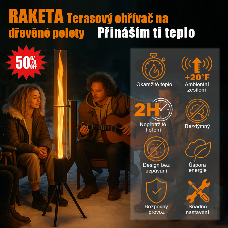 CZ_Raketový ohřívač na dřevěné pelety na zahradu