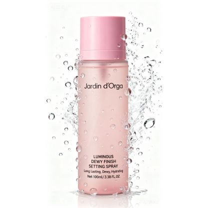 Jardin d'Orga 100ml Long-Lasting Setting Spray with Tray Packaging - 16H Waterproof & Sweatproof Makeup Fixer, Soothing Rose Water & Aloe, Alcohol-Free for All Skin Types