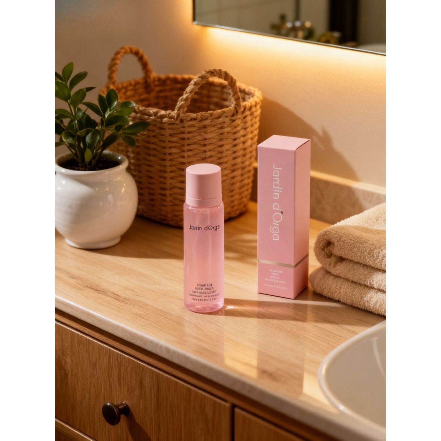 Jardin d'Orga 100ml Long-Lasting Setting Spray with Tray Packaging - 16H Waterproof & Sweatproof Makeup Fixer, Soothing Rose Water & Aloe, Alcohol-Free for All Skin Types