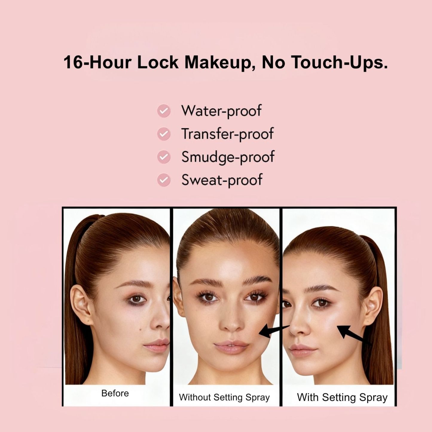 Jardin d'Orga 100ml Long-Lasting Setting Spray with Tray Packaging - 16H Waterproof & Sweatproof Makeup Fixer, Soothing Rose Water & Aloe, Alcohol-Free for All Skin Types