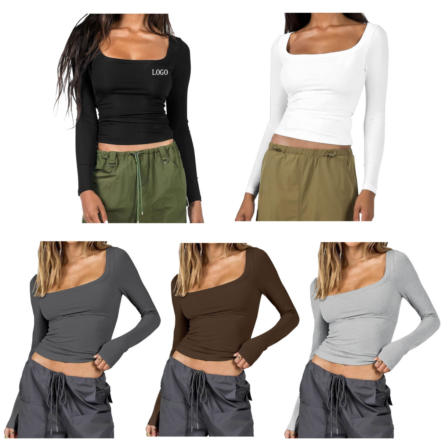 Sexy Women's Long Sleeve Scoop Neck  T-shirt Top Sweater