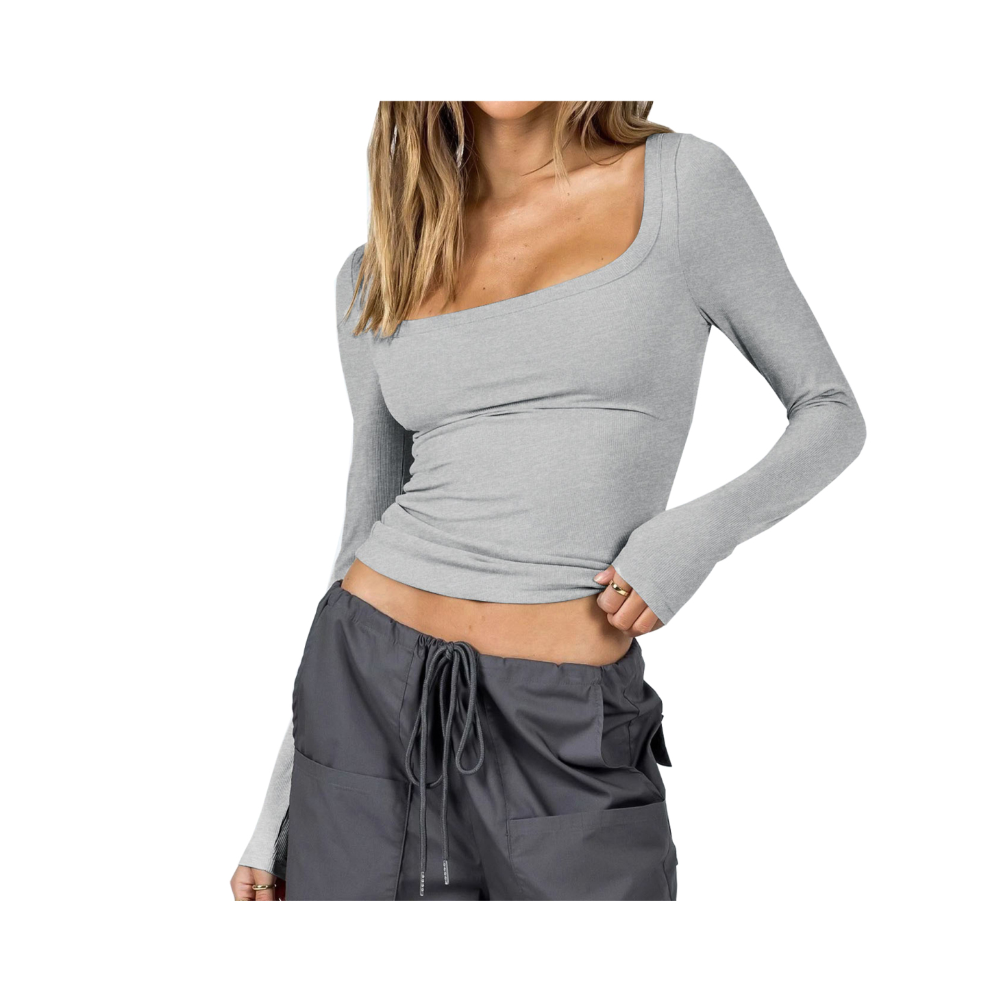 Sexy Women's Long Sleeve Scoop Neck  T-shirt Top Sweater