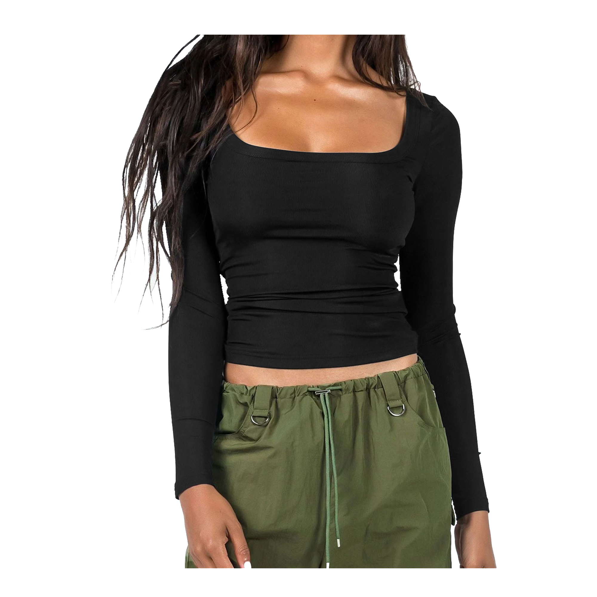 Sexy Women's Long Sleeve Scoop Neck  T-shirt Top Sweater