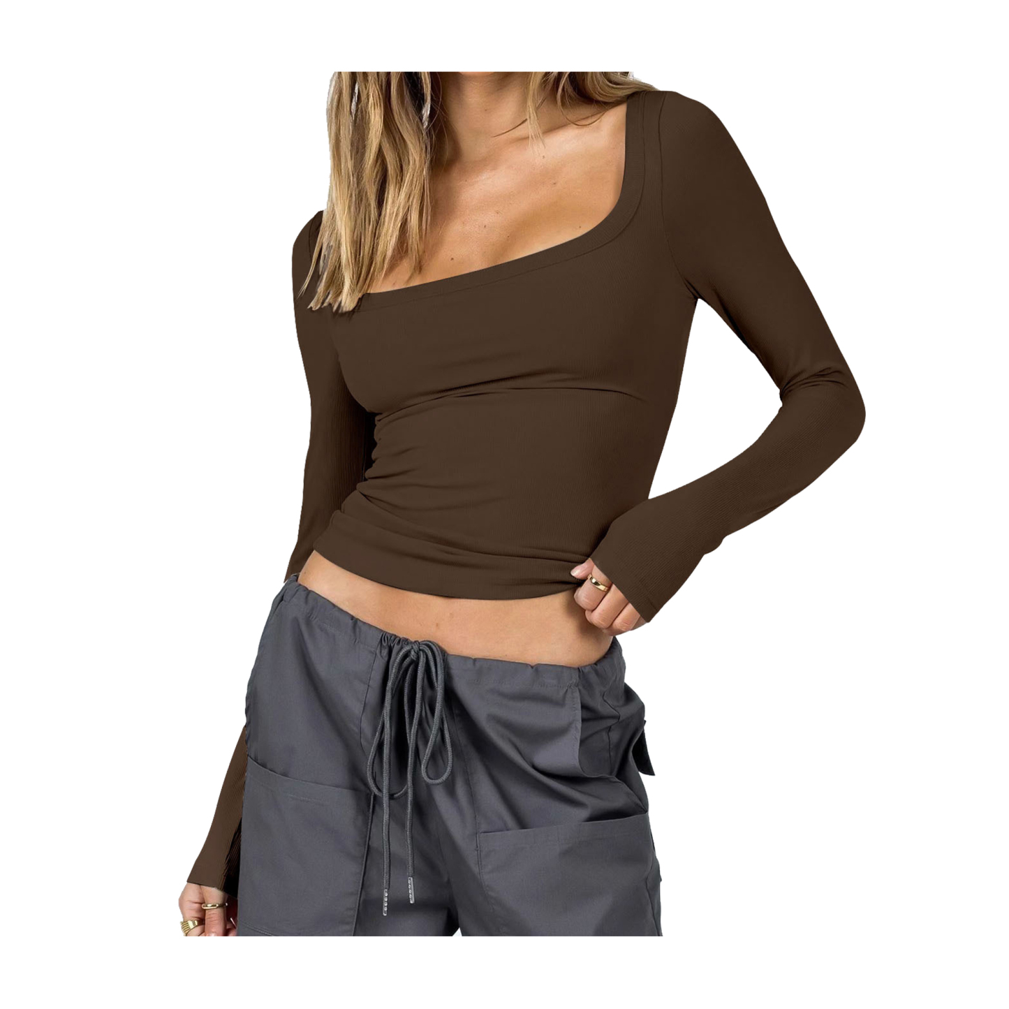 Sexy Women's Long Sleeve Scoop Neck  T-shirt Top Sweater