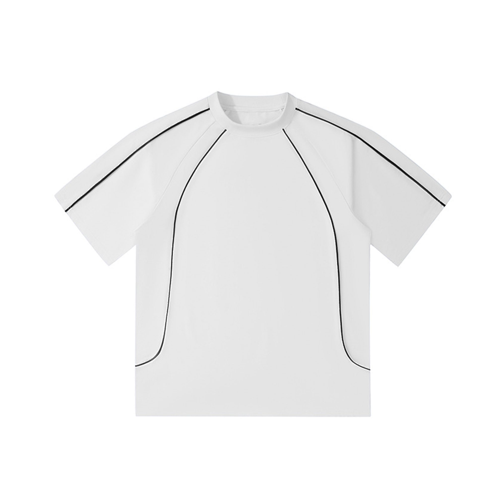 Unisex Casual Shoulder Striped Short Sleeve T-shirt