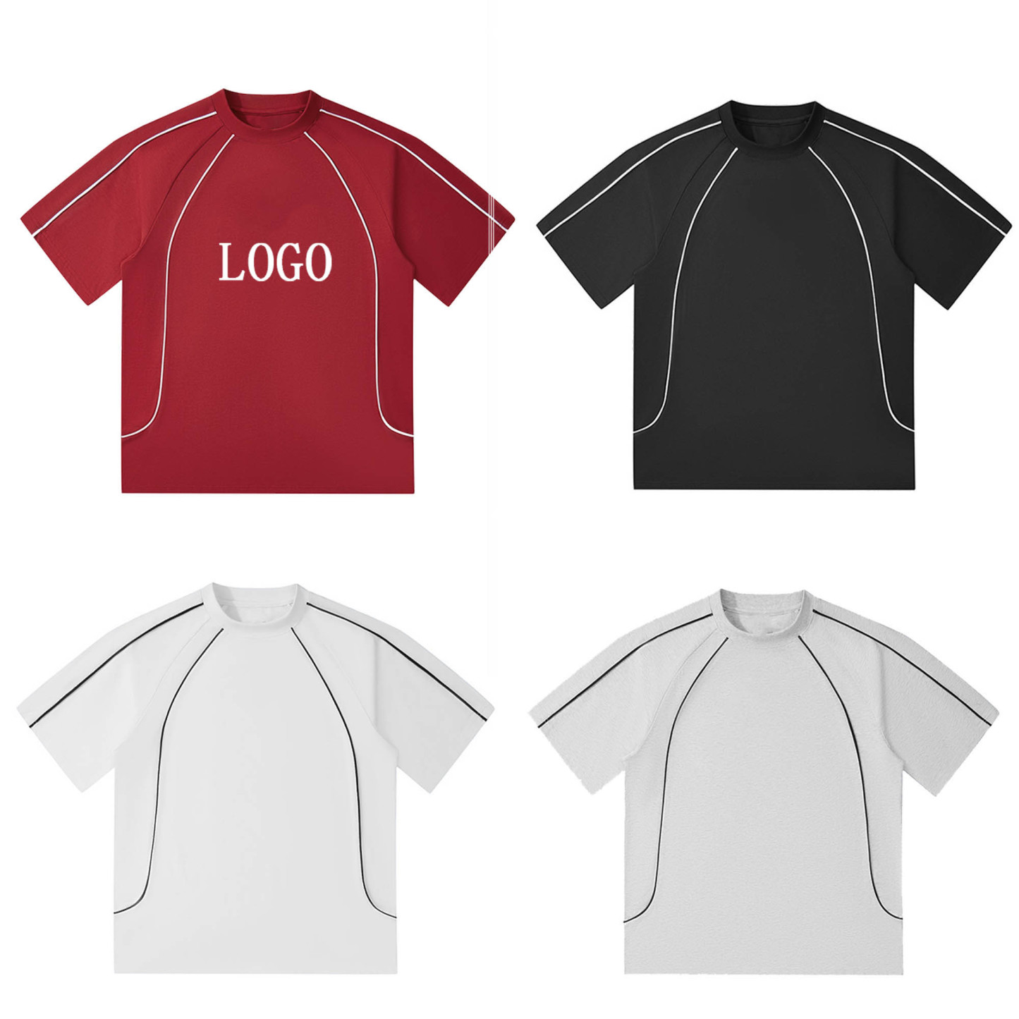Unisex Casual Shoulder Striped Short Sleeve T-shirt