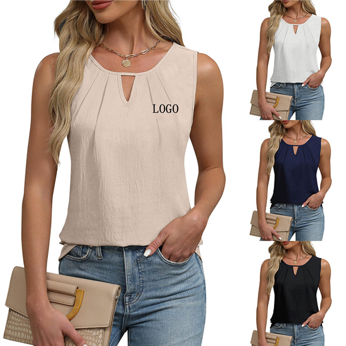 Women's Chiffon Hollow Sleeveless Vest Fashion Tee