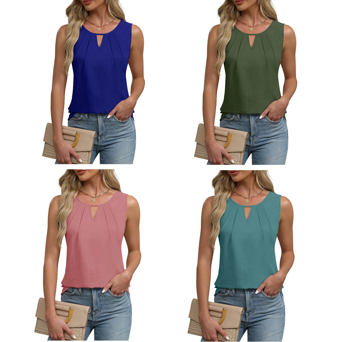 Women's Chiffon Hollow Sleeveless Vest Fashion Tee