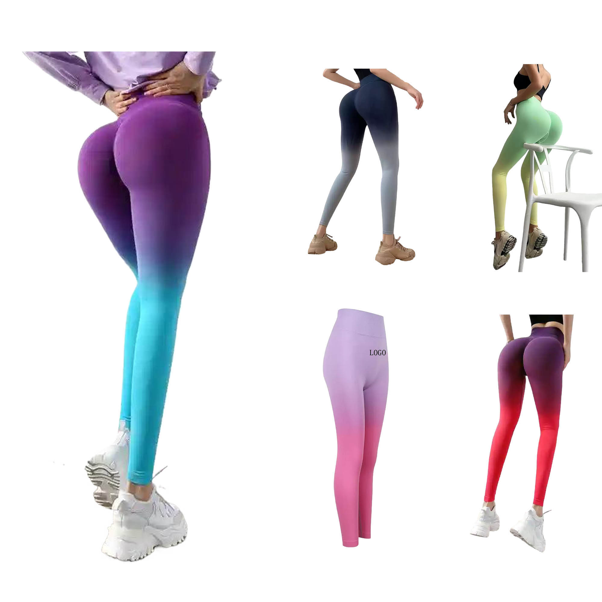 High Waist Gradient Ombre Leggings Athletic Workout Yoga Pants