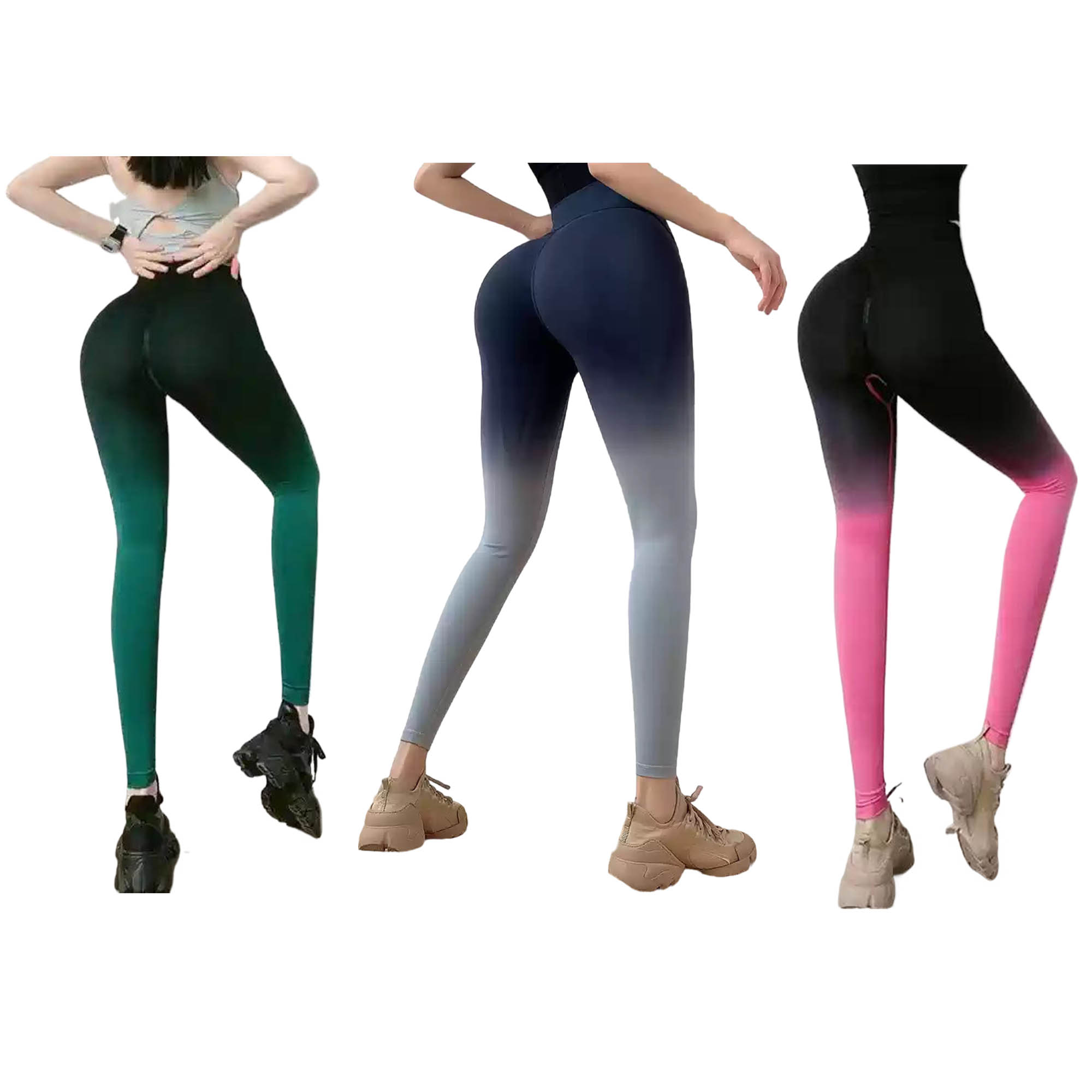High Waist Gradient Ombre Leggings Athletic Workout Yoga Pants