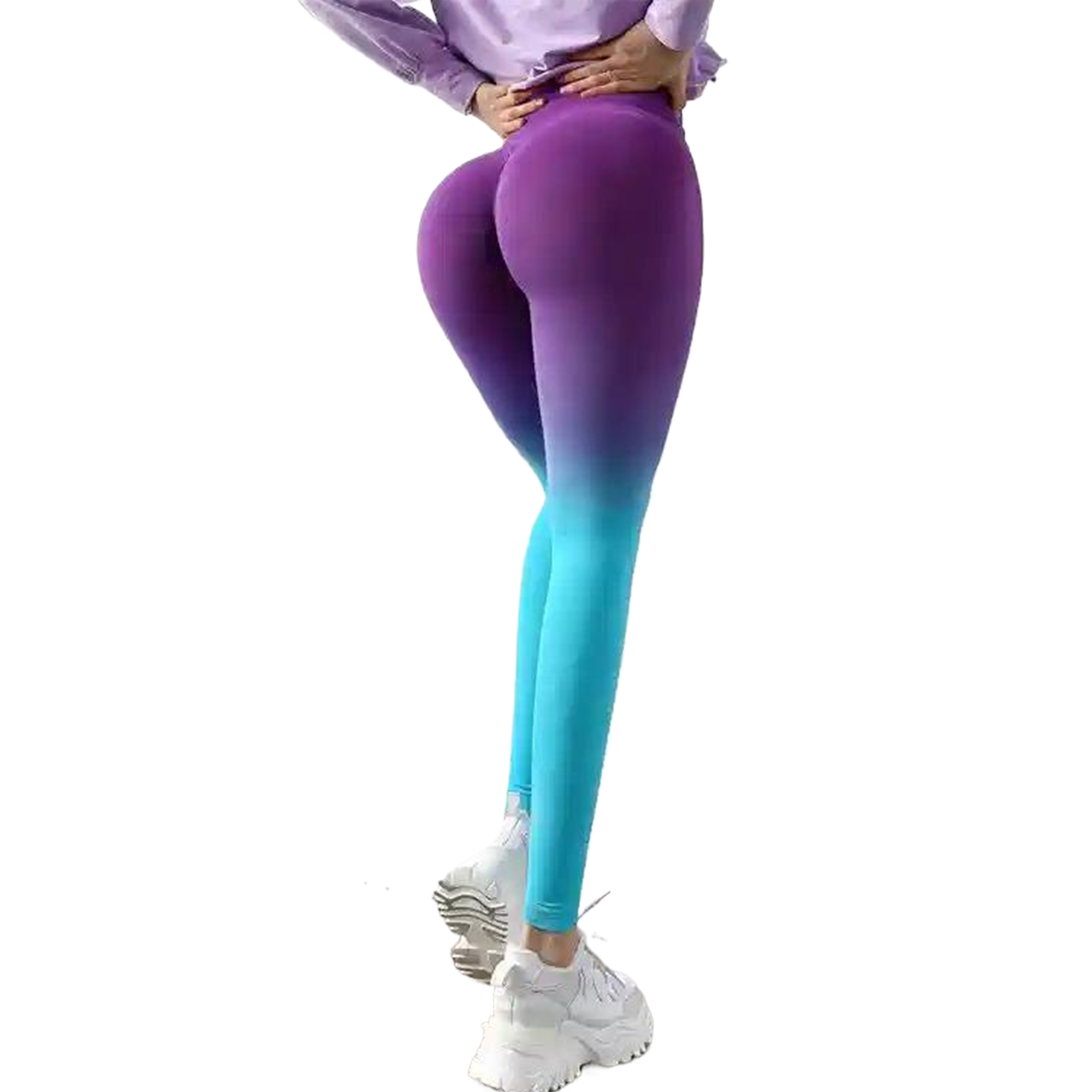 High Waist Gradient Ombre Leggings Athletic Workout Yoga Pants