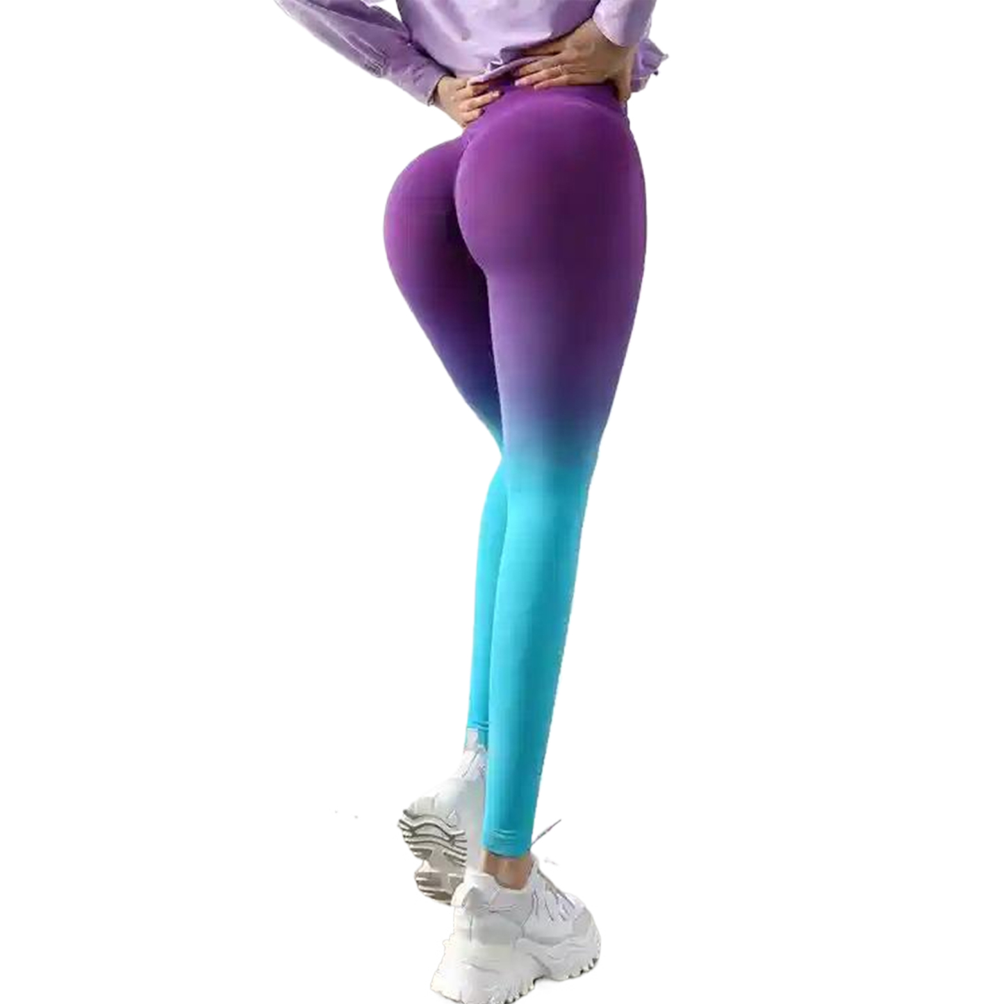 High Waist Gradient Ombre Leggings Athletic Workout Yoga Pants