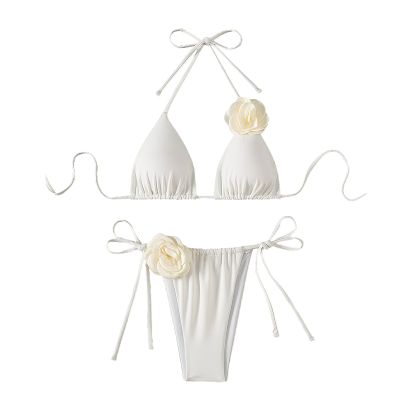 2 Piece 3D Flower Swimsuit Bikini Set