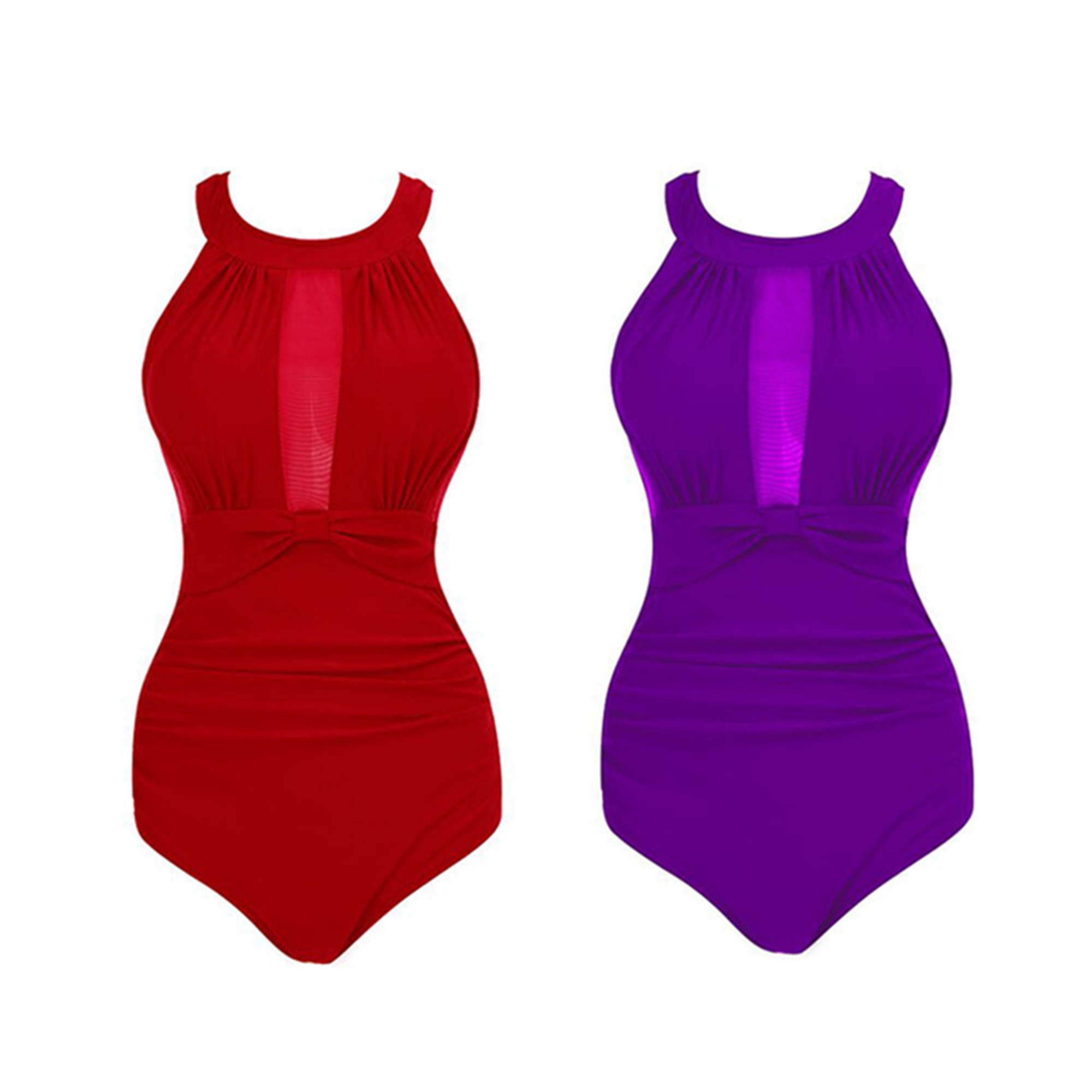 Stylish Tummy Control Bathing Suit Mesh Flattering One Piece Swimsuits
